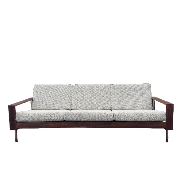 Houten design bank 201cm grijs