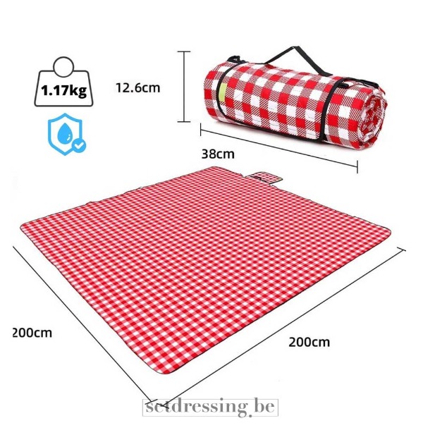 Aanbeveling boeket Grondig Picknick kleed 2m x 2m rood/wit rekwisieten verhuur setdressing.be